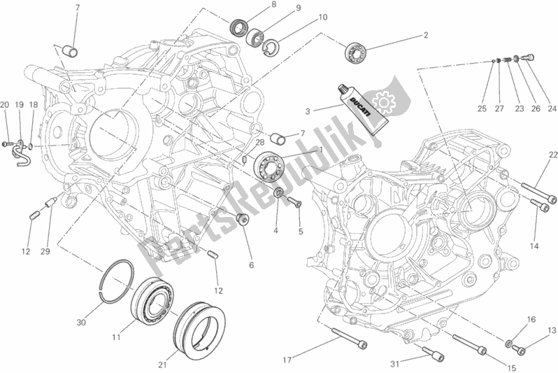 All parts for the 10a - Half-crankcases Pair of the Ducati Monster 1200 S USA 2014